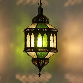 Orientálna lampa Biban Trombia bielo-zelená