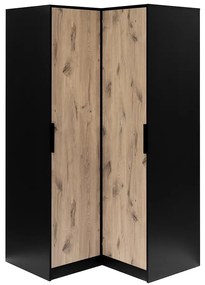 Rohová Skriňa Duarte čierna/ Dub Viking