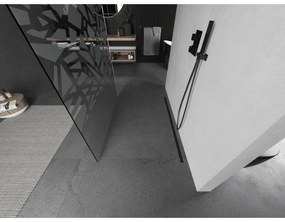 Mexen Kioto, sprchová zástena Walk-In 140 x 200 cm, 8mm číre sklo biely vzor, grafitový profil, 800-140-002-66-85