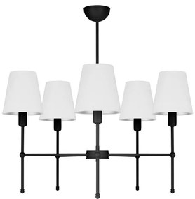 Luster na tyči MADELA 5xE14/40W/230V biela/čierna