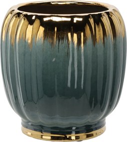 Keramický obal na květináč Gaya 28 cm zeleno-zlatý