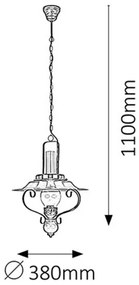 Rabalux ENNAI závesný lampáš max. 1x60W | E27 | IP20 - tmavé drevo, čierna