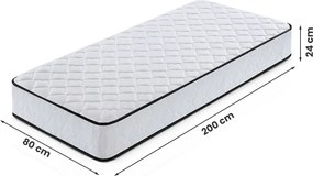 Pružinová matrace s povlakem Wolly 80x200 bílá