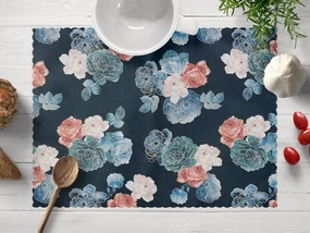 Biante Teflónové prestieranie na stôl TF-060 Modré a červené ruže na tmavo modrom 30x40 cm