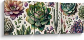 Obraz - Sukulenty (s hodinami) (90x30 cm)