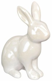 Veľkonočná dekorácia Biely zajac, keramika, 10,2 x 13 x 5,2 cm