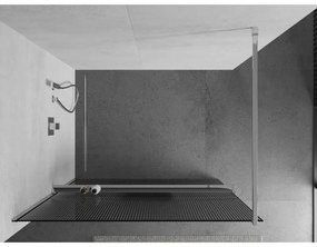 Mexen Kioto, sprchová zástena s poličkou a vešiakom na uteráky 100 x 200 cm, 8mm sklo s rebrovým vzorom, chrómový profil, 800-100-121-01-09
