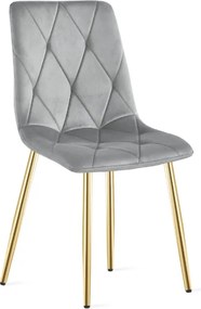 Jedálenská stolička LIBRA zamatová, svetlosivá / zlaté nohy