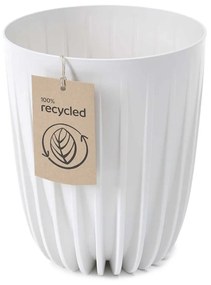 PLASTOVÝ KVETINÁČ STRIPPED ECO 23X19 CM BIELA
