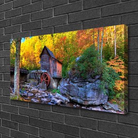 Obraz Canvas Vodné mlyn jesenné les 120x60 cm