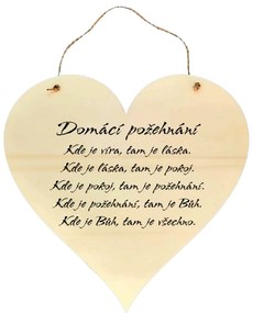 AMADEA Drevené srdce s textom Domáce požehnanie..., 21 x 20 cm