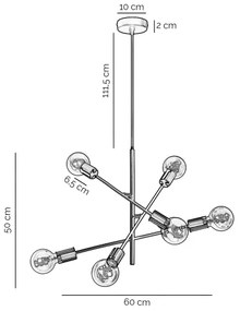 ONLI - Luster na lanku CROSS 6xE27/22W/230V čierna/mosadz