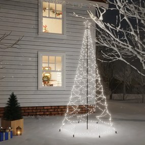 Vianočný stromček s kovovou tyčou 500 LED diód biely 3 m 328626