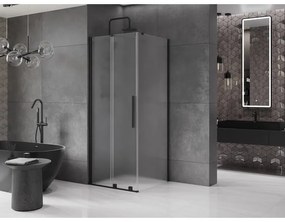 Mexen Velar, sprchový kút s posuvnými dverami 110 x 110 cm, 8mm sklo námraza, čierna matná, 871-110-110-31-70