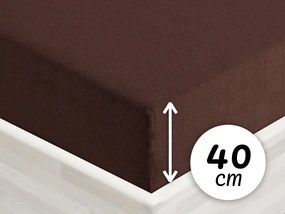 Froté napínacie prestieradlo na extra vysoký matrac FR-026 Čokoládovo hnedé 100 x 200 - výška 40 cm