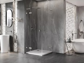 Mexen Lunar, L Duo výklopný sprchový kút 115 x 115 cm, 8mm číre sklo, oceľový profil, 834L-115L-115P-97-00