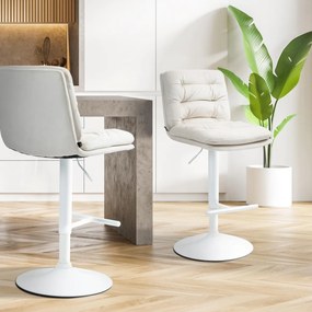 2x Barová stoličkaDamar - zamat, biely rám - cream