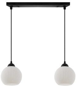Závesné svietidlo Riffle Round, 2x biele sklenené tienidlo, b