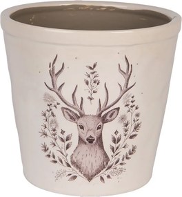Planter ? 21x20 Cm Beige Ceramic Deer - ? 21*20 cm
