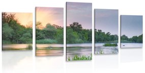 5-dielny obraz východ slnka pri rieke Varianta: 100x50