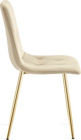 Svetlobežová zamatová jedálenská stolička LIBRA so zlatými nohami