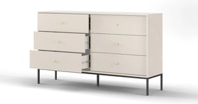 Komoda Mono II 154 cm so zásuvkami béžová/čierna