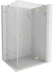 Mexen Lunar, výklopný sprchový kút pravý 100 x 90 cm, 8mm číre sklo, zlatý kartáčovaný - 834-100-090-55-00-P