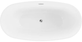 Mexen Eris, voľne stojaca vaňa 170 x 80 cm, biela-čierna, chrómový prepad, 53441708075-01