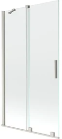 Mexen Velar, 2-krídlová posuvná vaňová zástena 100 x 150 cm, 8mm číre sklo, brúsená oceľ, 896-100-000-01-97