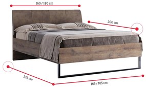 Manželská posteľ SEPTIMA + rošt, 180x200, dub frigate