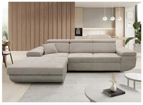 Rozkladacia rohová sedacia súprava s úložným priestorom do L CASTELO ľavá sivá