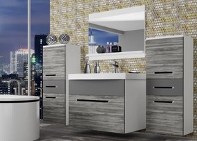 Kúpeľňový nábytok Belini šedý antracit Glamour Wood / šedý mat + umývadlo + zrkadlo  ROD M 4/0/W/GWSR/0/ZW