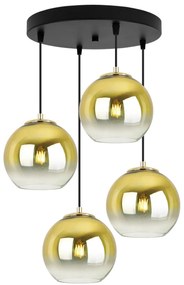 Závesné svietidlo Bergen Gold, 4x zlaté/transparentné sklenené tienidlo (fi 15cm), o