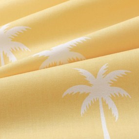 Goldea oválny obrus 100% bavlnené plátno - palmy na žltej 140 x 220 cm
