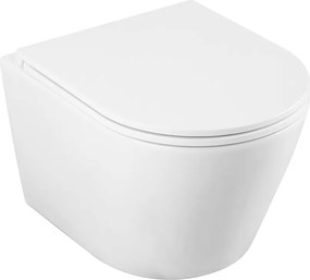 Laveo Nida Cycleon 2.0, závesná WC misa s toaletným sedadlom z duroplastu, Vortex splachovanie, biela lesklá, LAV-VMN_609S
