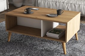 Hanah Home -  Dizajnový konferenčný stolík EXXEN 90 cm, MDF, dubová dýha, biely