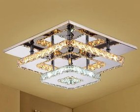 Toolight - LED krištáľová stropná lampa 8W štvorcová 30x30cm APP409-C, teplé svetlo 3000K, OSW-65007