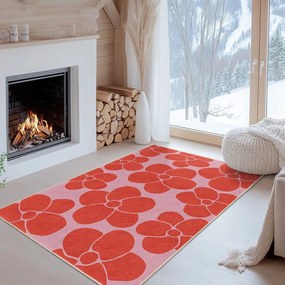 Červený/ružový prateľný behúň 60x230 cm Poppy Fields – Mila Home