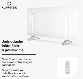 Klarstein Wonderglass infračervený panel | 720 W | 8 - 15 m² | Moderný sklenený dizajn | 120 cm x 68 cm