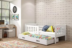 Interbeds Jednolôžková posteľ Kubus3 Biela pre teenagerov 190x80 s matracom, rozkladacia - biela
