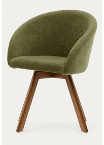 Zelené čalúnené jedálenské kreslo s podrúčkami Marvin – Kave Home