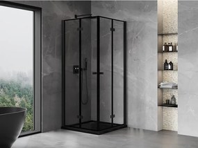 Mexen Mist-F Duo, skladací sprchový kút 80 x 80 cm, číre sklo-čierny rám, 8A6-080L-080P-70-70