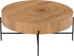 Okrúhly konferenčný stolík Liviano - 80 cm s kovovými nohami - prírodný dub / čierny