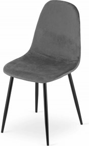 AKCIA Tmavo sivá zamatová stolička COMO s čiernymi nohami II. akosť