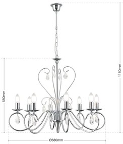 Orion LU 1658/8 - Krištáľový luster na reťazi ALESSIA 8xE14/40W/230V lesklý chróm