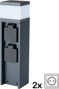 BRILAGI -Vonkajšie svietidlo s 2 zásuvkami SCHUKO PILLAR 1xG9/11W/230V IP44 antracitové