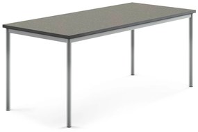 Stôl SONITUS, 1800x800x720 mm, linoleum - tmavošedá, strieborná