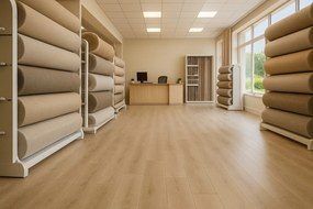 Beauflor, AKCIA: 60x480 cm PVC podlaha - lino Texalino Supreme 611 Stamford Oak - dub, šíře, béžová, filc, chodba / predsieň