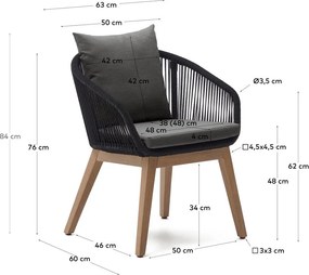 Čierne drevené záhradné kreslo Portalo – Kave Home