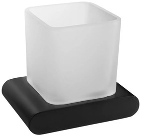 Matne čierny nástenný sklenený téglik na zubné kefky Flori – Sapho